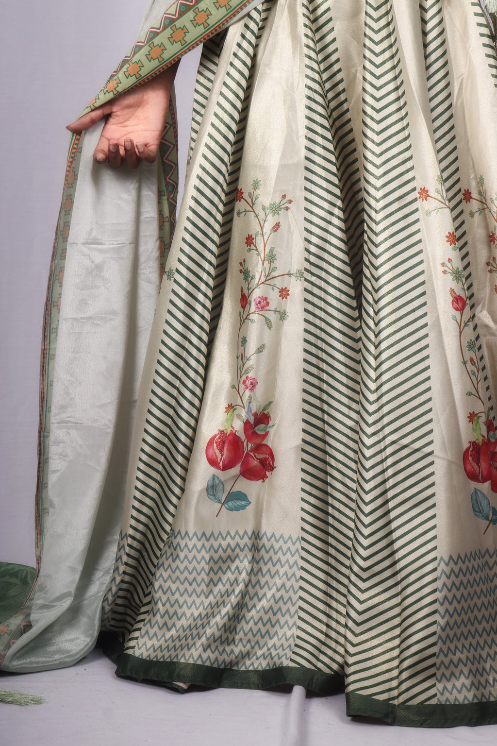 Amaya: Striped floral Printed Lehenga