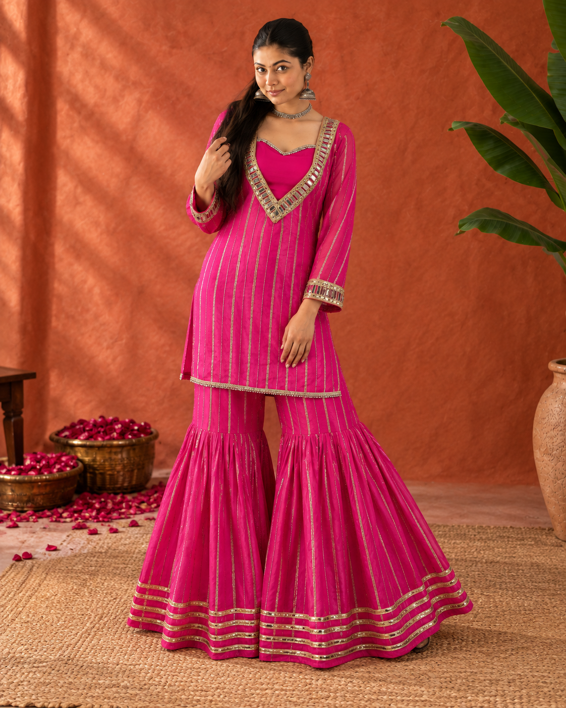 Meher Fuchsia Sharara Set