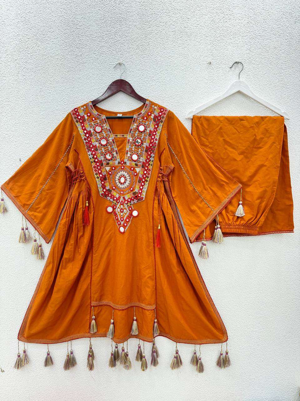 Dandya: Orange Embroidered Co-ord set