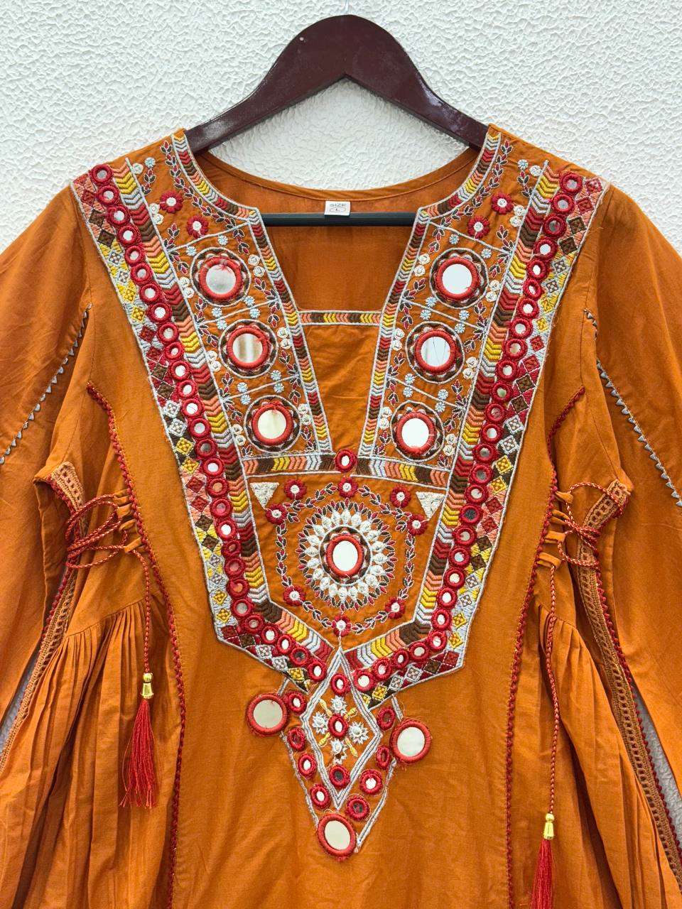 Dandya: Orange Embroidered Co-ord set