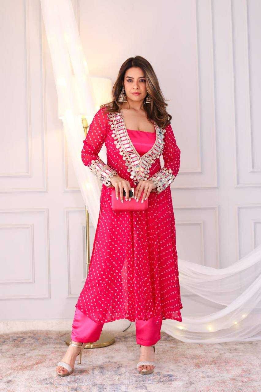 Pink Pataka: Mirrorwork Fusion co-ord set