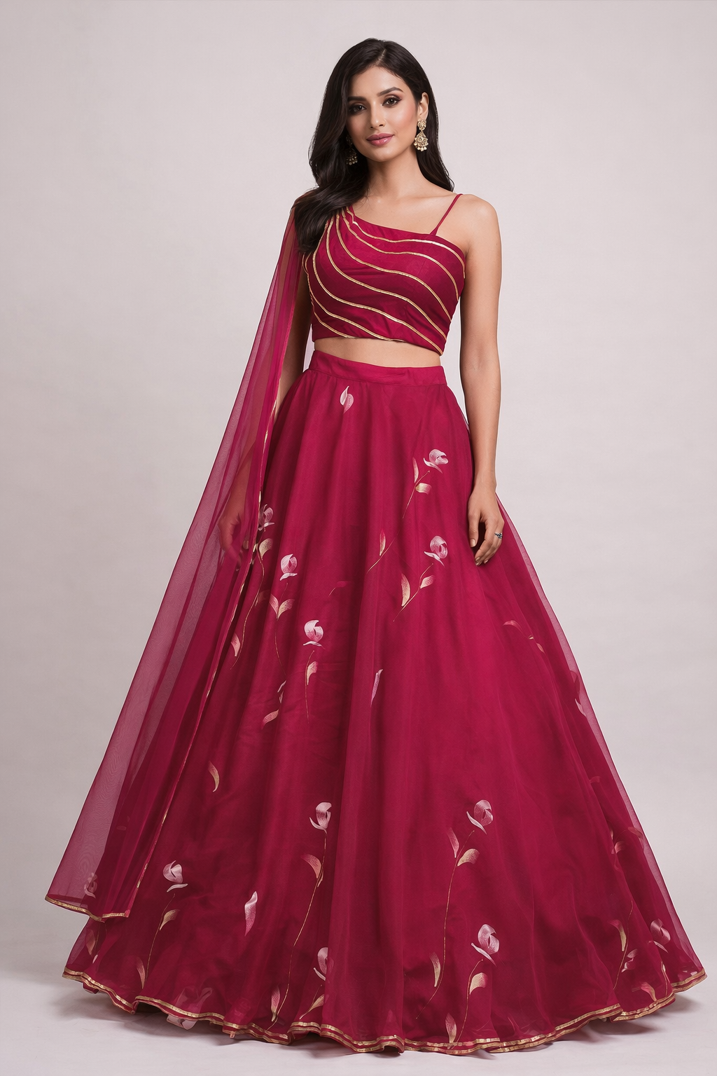Pink Mirage: Crop top, skirt set