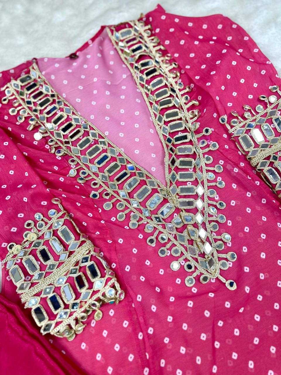 Pink Pataka: Mirrorwork Fusion co-ord set