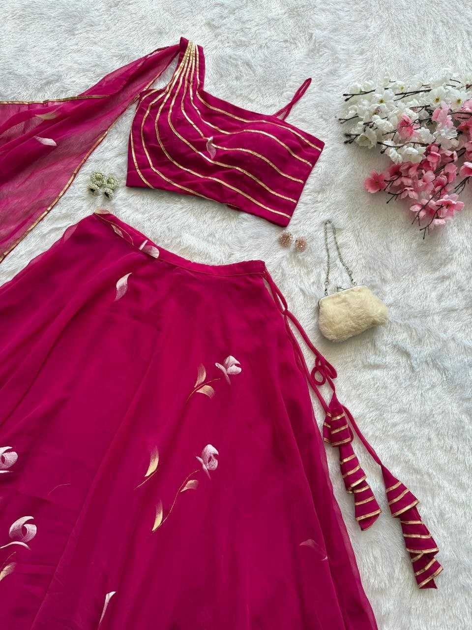 Pink Mirage: Crop top, skirt set
