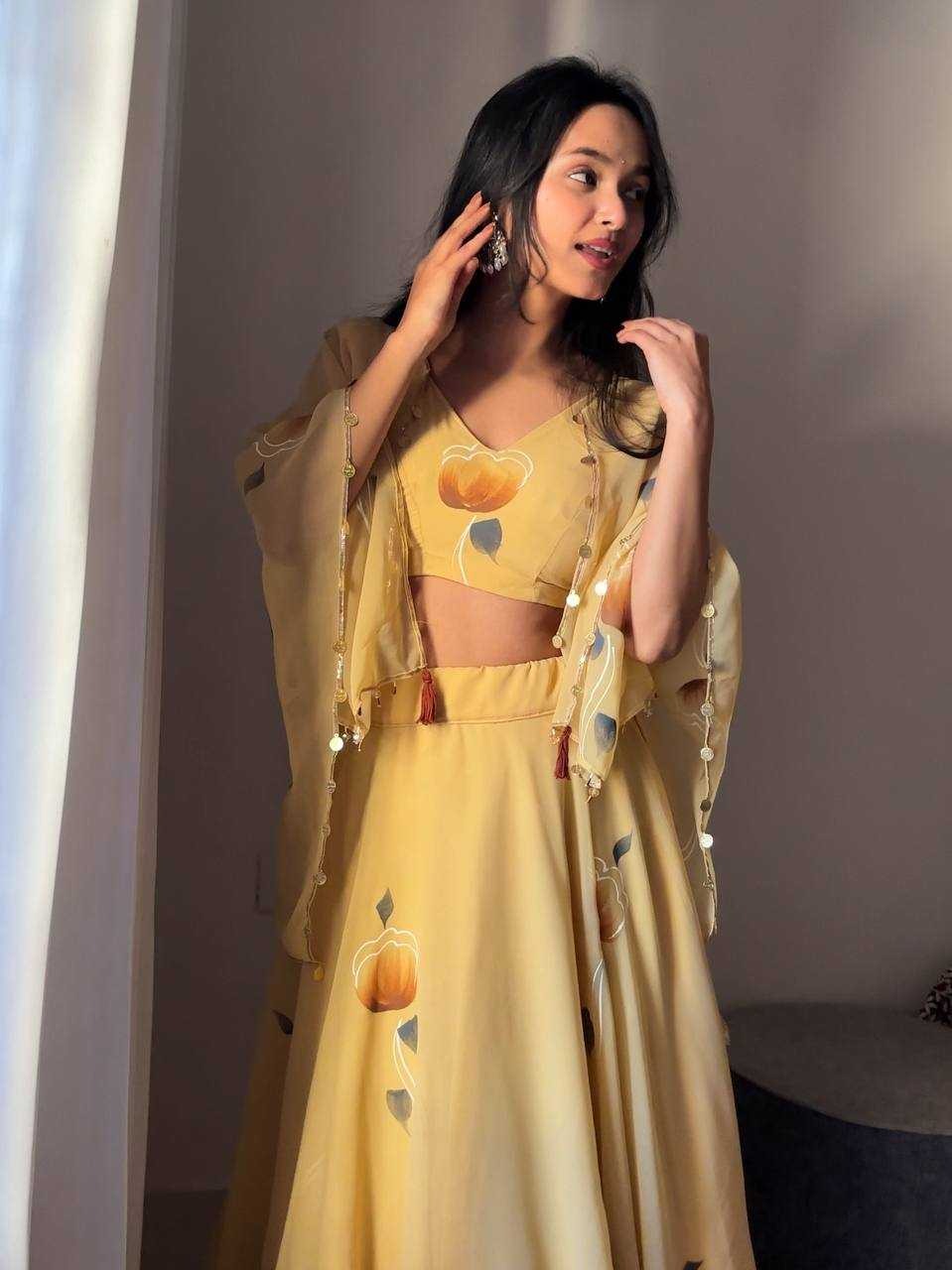 Brush Bloom: Handpainted lehenga