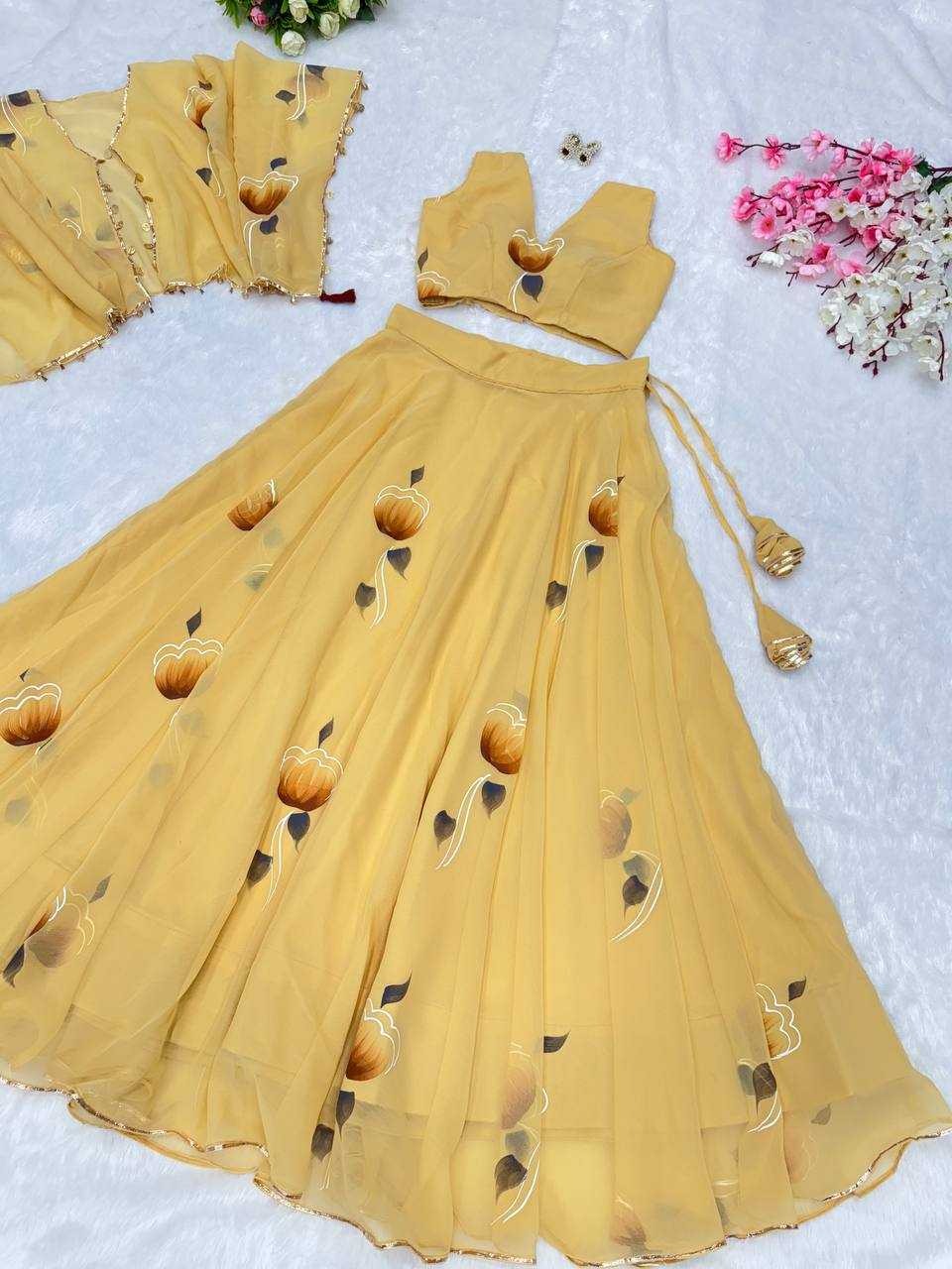 Brush Bloom: Handpainted lehenga