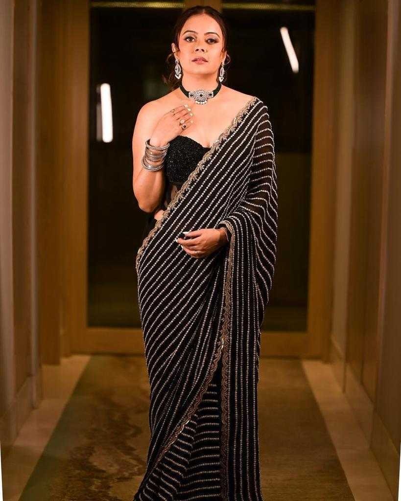 Midnight muse: Black sequin saree