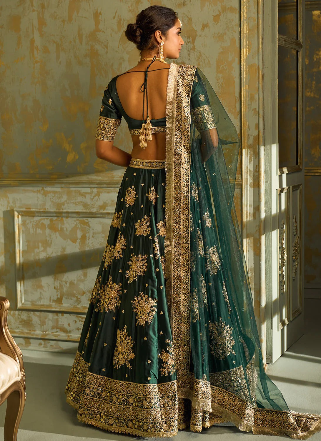 Harini: Green embroidered lehenga
