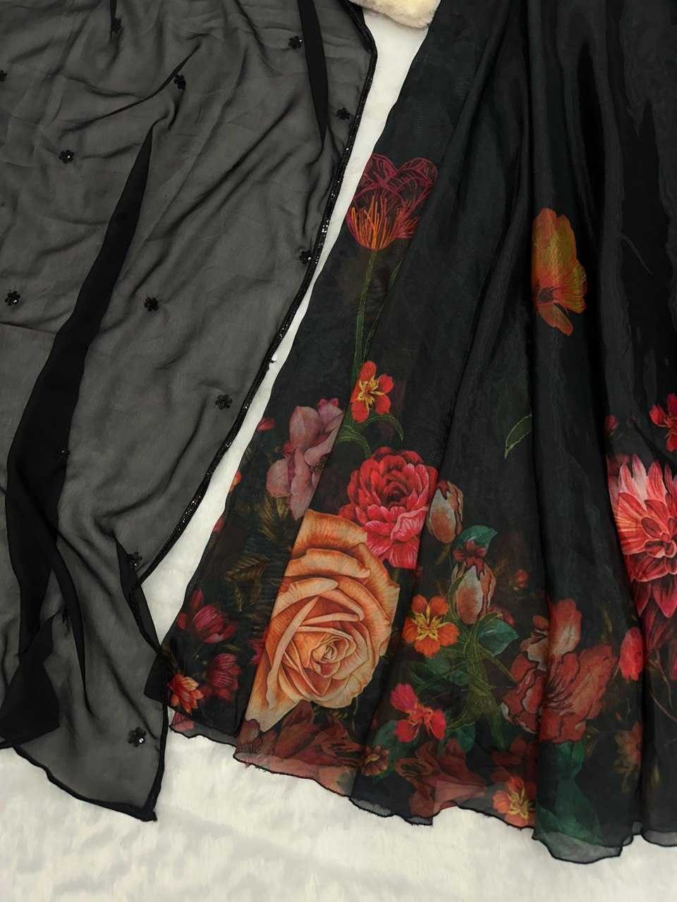 Zyra: Black floral lehenga